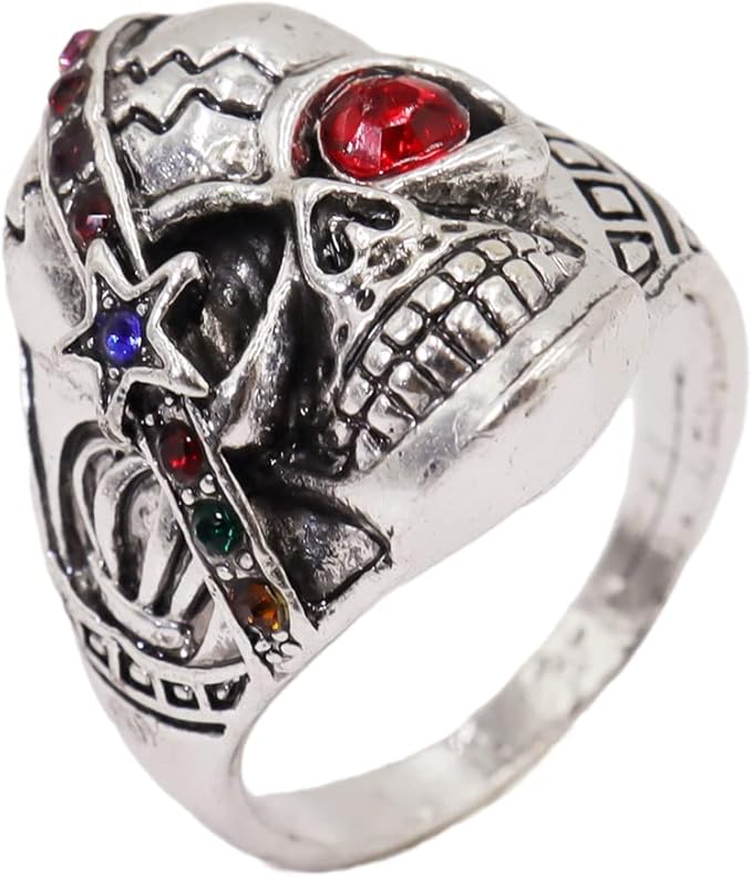 mlepus 哥特式骷髅戒指复古不锈钢骷髅宣言戒指鸡尾酒会朋克首饰女士